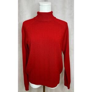 Vtg White Stag Red Turtle Neck Knit Sweater Women’s Medium Classic Cozy Pullover